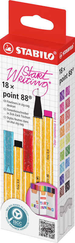 STABILO Fineliner – 18er-Set 0,4 mm – 18 Farben, sortiert