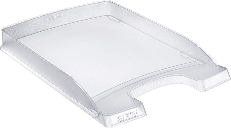 Leitz Stapelbarer Briefkorb mit Griffausschnitt, Beschriftungsfeld, matt, frost, B 255 × H 35 × T 357 mm