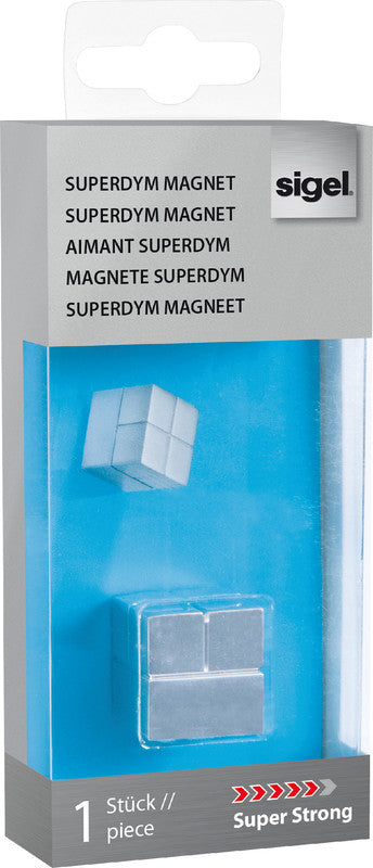 Sigel Magnetwürfel – Stahl, Silber, Cube Artverum SuperDym, 20 × 20 × 20 mm, 1 Stück