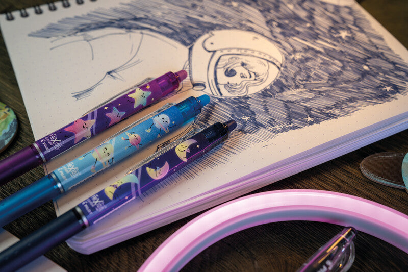 Pilot FriXion Ball Clicker Cosmic Dreams – Tintenroller, Druckmechanik, Kunststoff, für Linkshänder – 3 Stk.