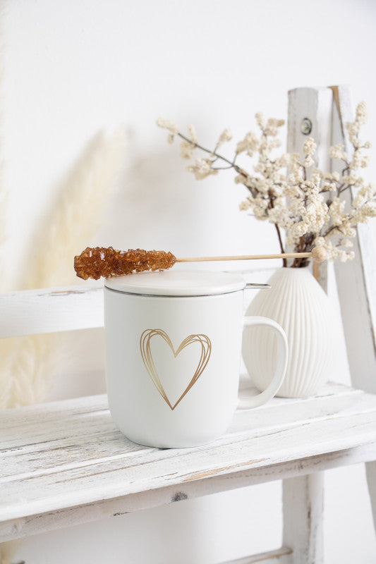 Ppd Pure Teetasse – 0,35 l, New Bone China, weiss, Deckel, inkl. rostfreies Teesieb