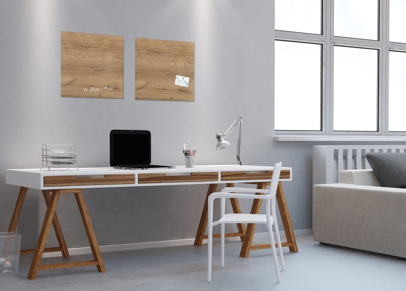 Sigel Whiteboard – 48 × 48 cm, Glas, magnetisch, Wandmontage, inkl. SuperDym Magnetwürfel, Montagesatz