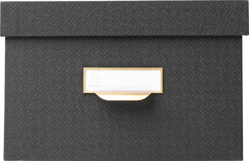Exacompta Archivschachtel A4+ – mit Griffloch, stapelbar, 350 × 150 × 260 mm, schwarz, Karton, 3er Set