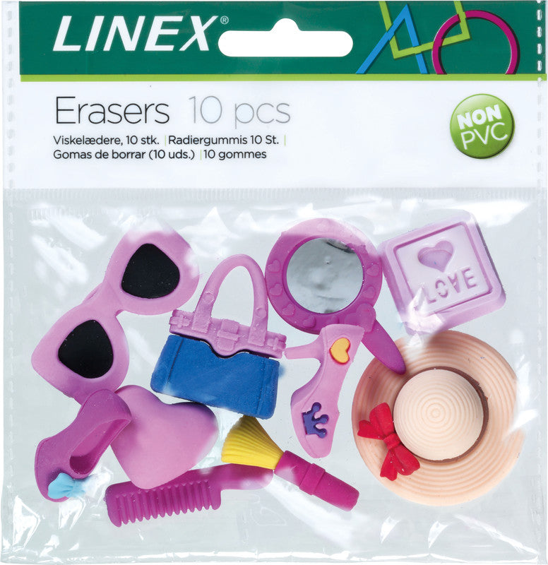 Linex Motiv-Radiergummi Girls 3D – mehrfarbig, 10er-Set