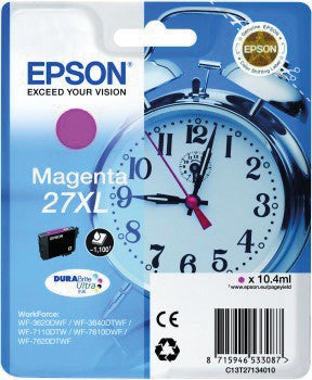 Epson Tintenpatrone 27XL, Magenta, XL, 1’100 Seiten – für Inkjetdrucker und Multifunktionsgeräte