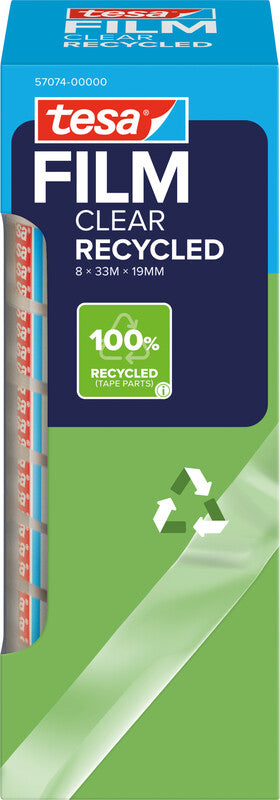 TESA Klebeband eco & clear – permanent, Kunststoff, 19 mm × 33 m, Kern Ø 26 mm, 8 Rollen