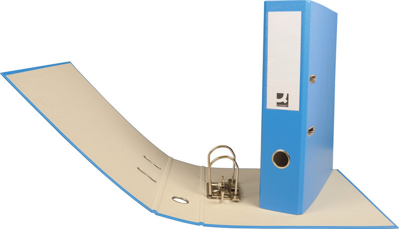 Q-connect Ordner – A4 hoch – 2-Ring Hebelmechanik, Rücken 70 mm – blau, Karton, mit Niederhalter, FSC