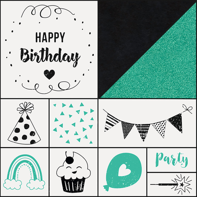 Folia Motivstempel-Set – Happy Birthday, 11 Teile, Kissen sortiert