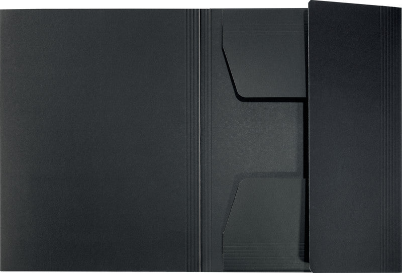 Leitz Einlagemappe Recycle A4 – 3 Klappen, Gummiband, Karton, Schwarz, bis 250 Blatt
