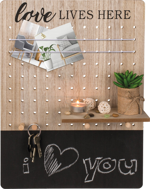 Out oft the blue Out of the Blue Steckbrett love lives here, Holz, mehrfarbig, 36 × 48 cm, 10 mm, mit Aufhänger