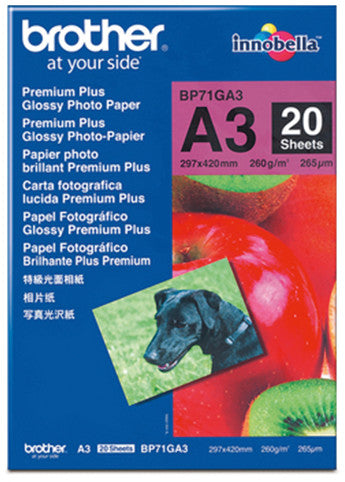 Brother Fotopapier – glänzend, A3, 260 g/m², 20 Blatt – für Tintenstrahldrucker