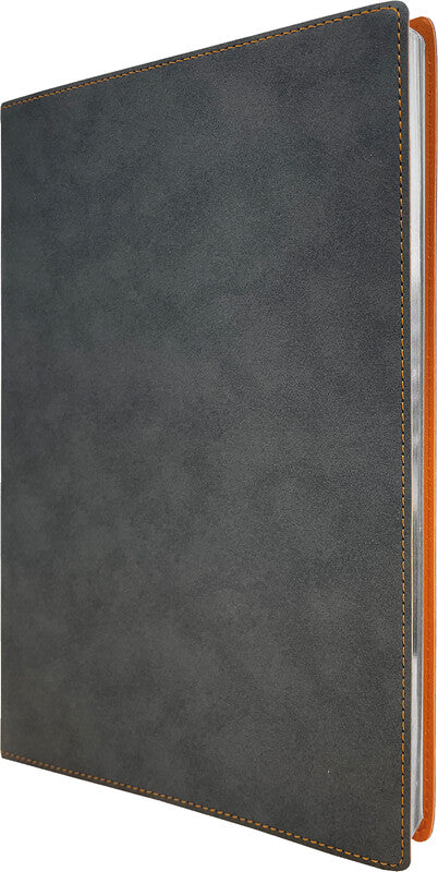 Denkzettel Notizbuch, 170 × 240 mm, kariert, gebunden, Hardcover, 192 Seiten, perforiert, 80 g/m² – grau