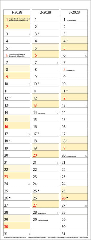 Korsch Familienplaner – für Familien – 4 Spalten – 2027 – 19 × 52 cm