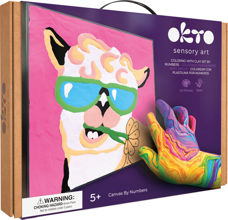 Okto sensory art Air Clay Malen nach Zahlen – Modellier- & Malset, Lama, 29 × 29 cm