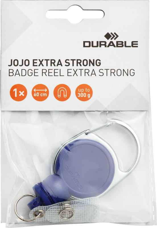 Durable Jojo Extra Strong Ausweishalter – blau, Metall, L 600 mm, Druckknopfschlaufe