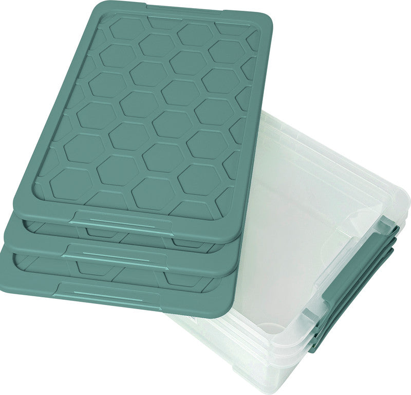 Rotho Aufbewahrungsbox Evo Safe – Kunststoff, Transparent, 59 × 18,5 × 39,5 cm