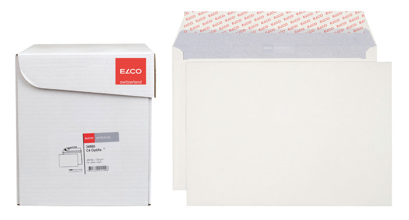 Elco Couvert C4, ohne Fenster, selbstklebend, naturweiss, 120 g/m², mit Innendruck – 250 Stk.