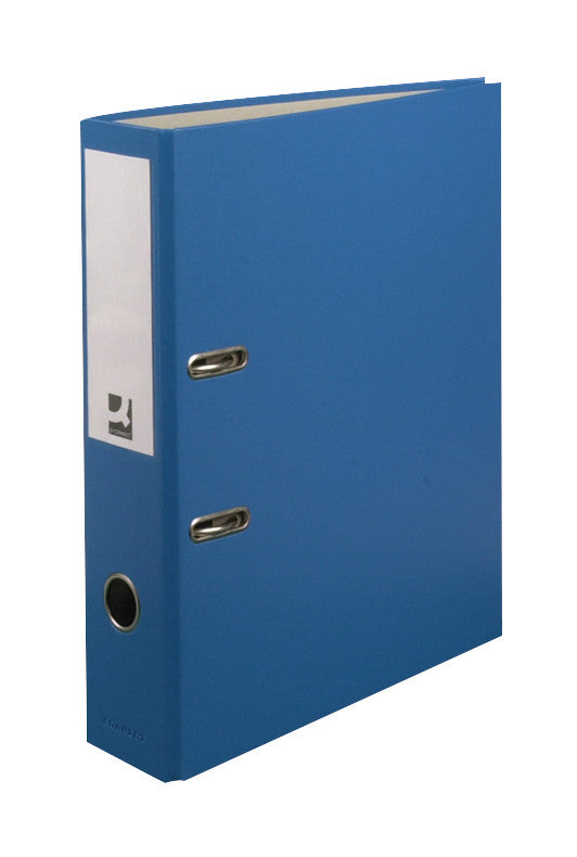 Q-connect Ordner – A4 hoch – 2-Ring Hebelmechanik, Rücken 70 mm – blau, Karton, mit Niederhalter, FSC