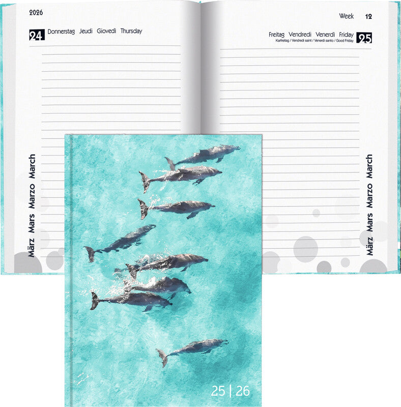 Biella mydiary Schüleragenda – 1 Tag pro Seite, gebunden, 12 × 16,5 cm, Aug–Jul, Animal, FSC