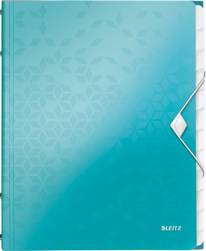 Leitz WOW Fächermappe A4 – 12 Fächer, Gummiband, Polypropylen (PP), Blau, Metallisch