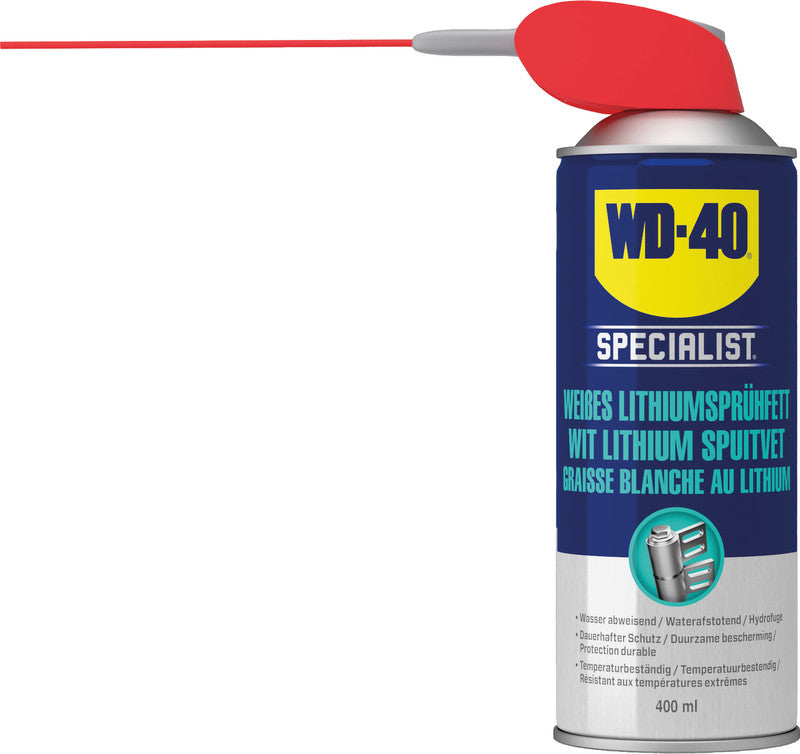 WD-40 Spezialist Lithiumsprühfett – transparent, wasserfest, für Metall, 400 ml, −25 bis +130 °C