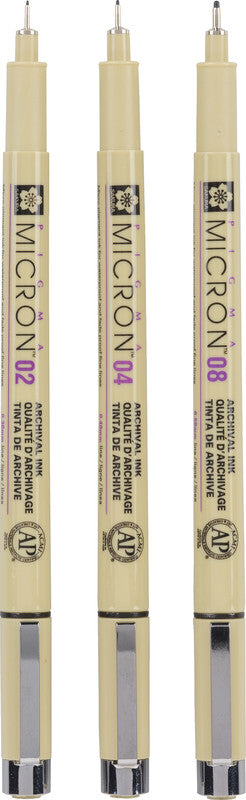 Sakura Pigma Micron Fineliner – 3er-Set – schwarz – wasserfest