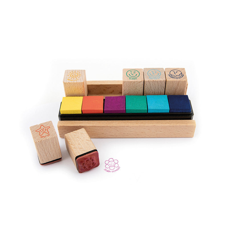 Trendhaus Lehrerstempel-Set – 6er-Set, Holz, Deutsch