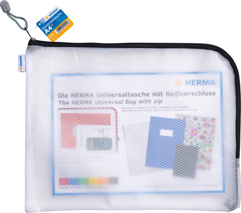HERMA Reissverschlusstasche – 360 × 280 mm, Kunststoff, Schwarz – 1 Stück