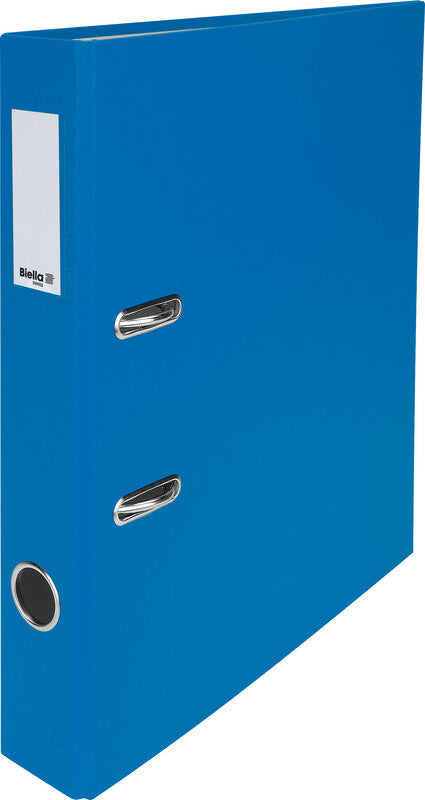 Biella Ordner – A4 hoch – 2-Ring Hebelmechanik, Rücken 40 mm – blau, mit Niederhalter, mit Griffloch, FSC