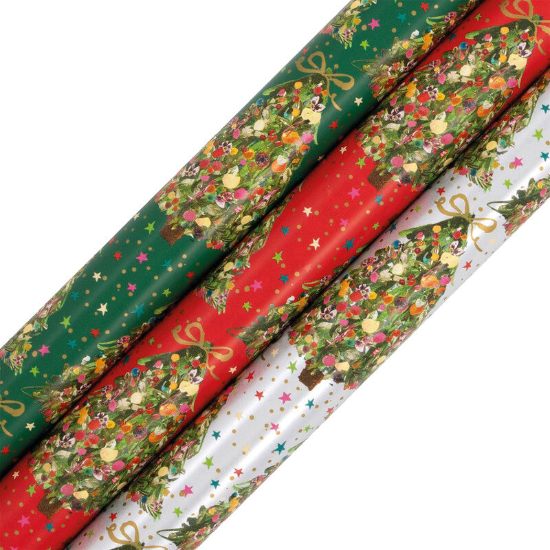 Glick Geschenkpapier – Exquisite Evergreen – 70 cm × 4 m – 3 Farben sortiert