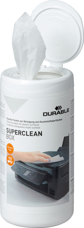Durable Reinigungstücher, alkoholfrei – für Oberflächen und Gehäuse von Computern, 100 Stk.