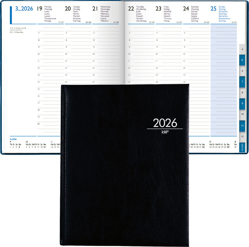 Simplex TM Manager Timer 52 Z Agenda – 1 Woche/2 Seiten, gebunden, 20,8 × 25,8 cm, Jan–Dez, 2026, schwarz