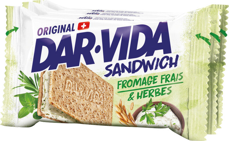 DAR-VIDA Crackers Sandwich – Frischkäse & Kräuter, 3 × 65 g (195 g)