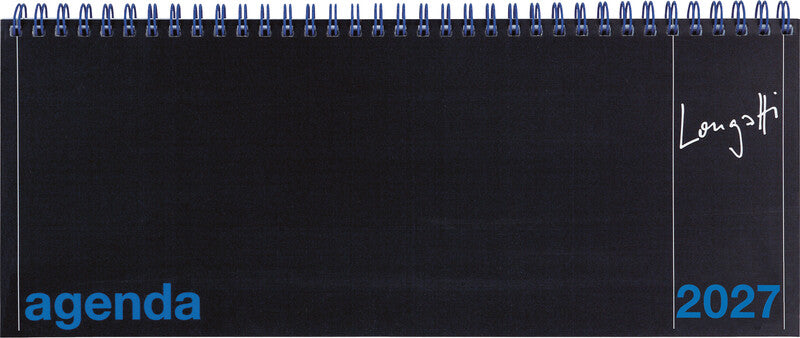 Biella Agenda – 1 Woche/2 Seiten, Spiralbindung, 29,8 × 11,7 cm, 2026, mehrsprachig, schwarz, FSC
