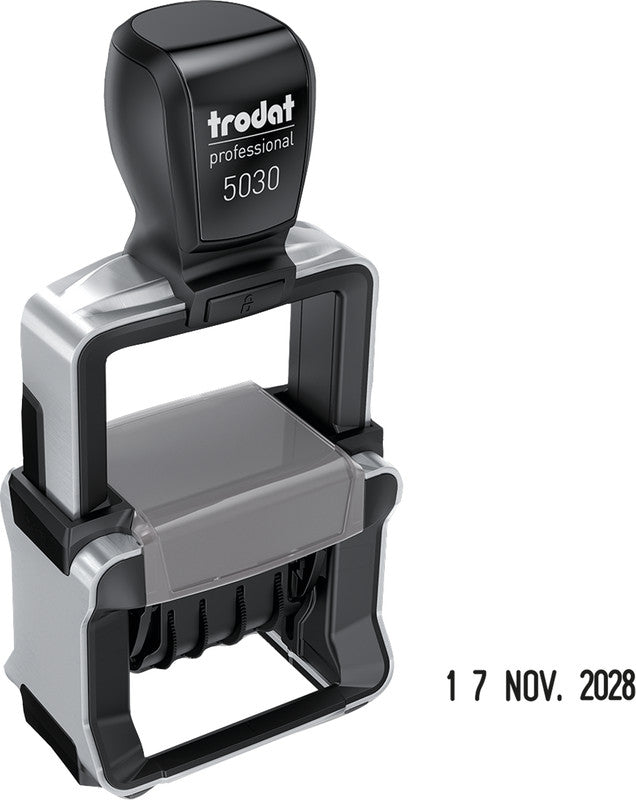 Trodat Motivstempel Professional 4.0 5030 – Motiv: Datum, selbstfärbend, Metall