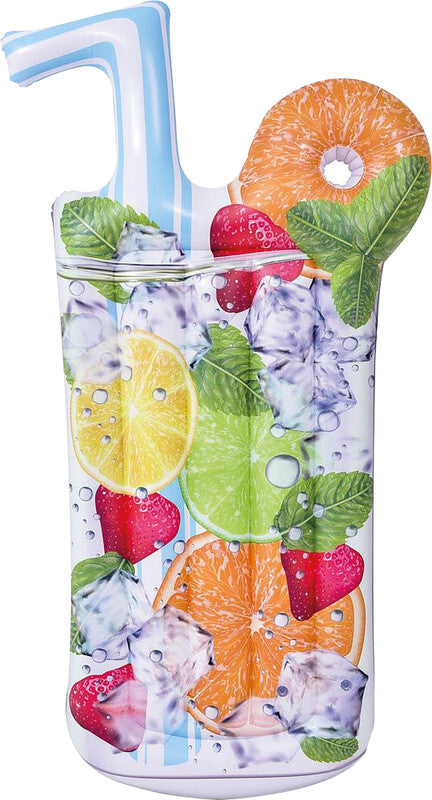 Sun club Luftmatratze Jumbo Drink – 2 Luftkammern, Reparatur-Patch, bis 100 kg – 183 × 99 cm – Mehrfarbig