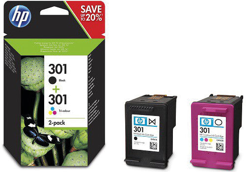 HP Tintenpatronen-Multipack 301, Schwarz + Farbe, 2er-Pack – für Inkjetdrucker