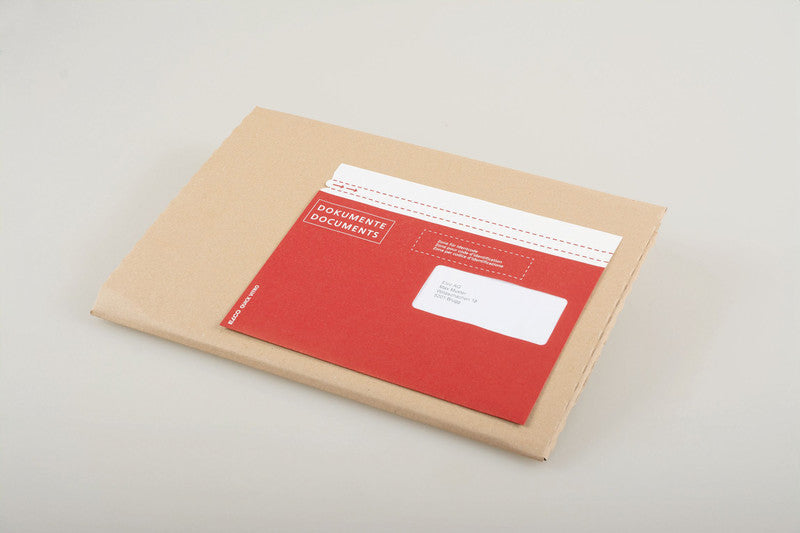 Elco Dokumententasche – C5 (229 × 162 mm), Fenster rechts, bedruckt, rot, Papier, selbstklebend – 250 Stück