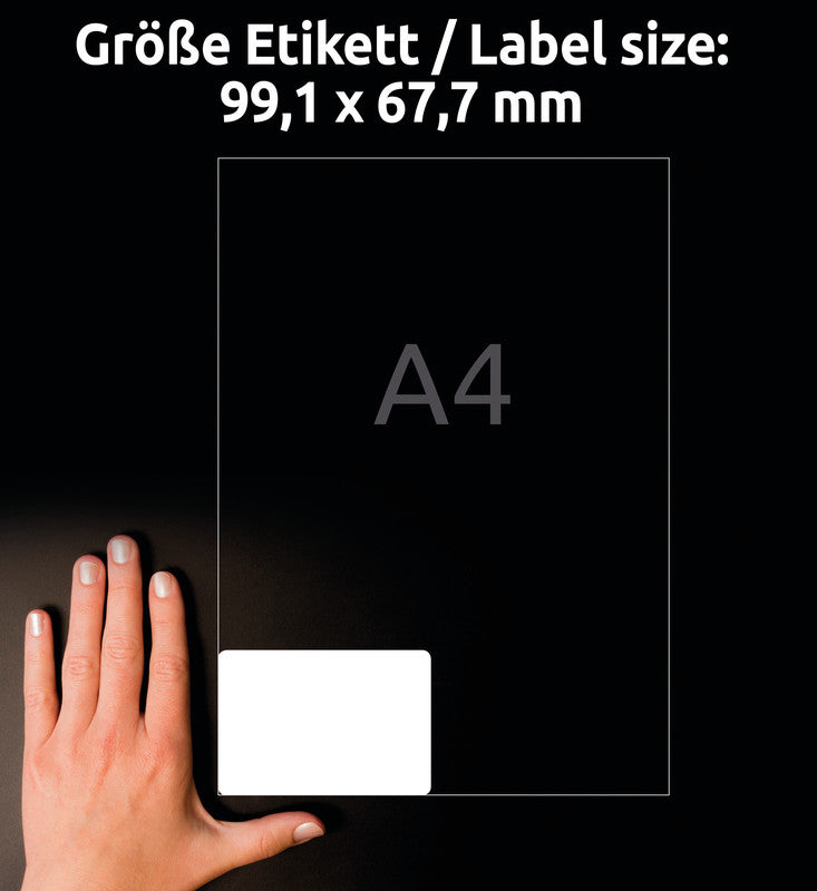 Avery Drucketiketten, 99 mm × 68 mm, weiss, Folie, extra stark, 160 Etiketten (20 Blätter)