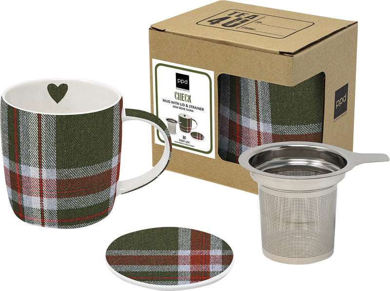 Ppd Tassen-Set – 0,35 l, New Bone China, grün, Deckel, inkl. Teesieb, spülmaschinengeeignet, mikrowellengeeignet