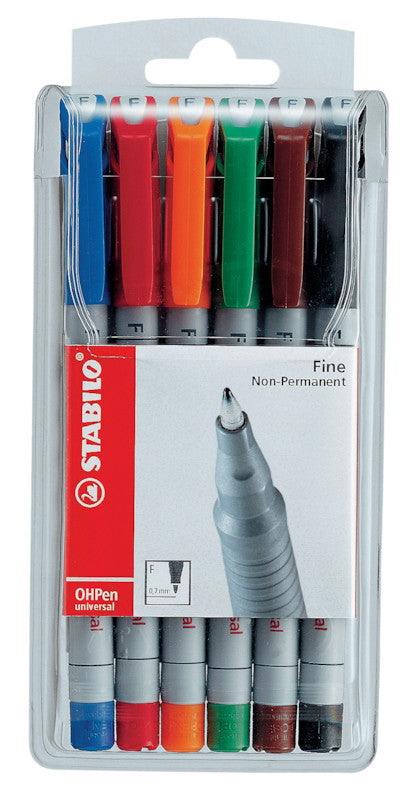 STABILO Non-Permanent-Marker – fein 0,7 mm – sortiert – 6er-Set – trocken abwischbar