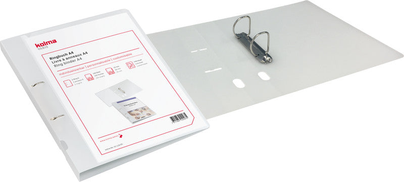 Kolma Zeigebuch – A4 Hochformat – 2-Ring Bügelmechanik, Ø 20 mm, Rücken 27 mm – Transparent, mit Sichttasche