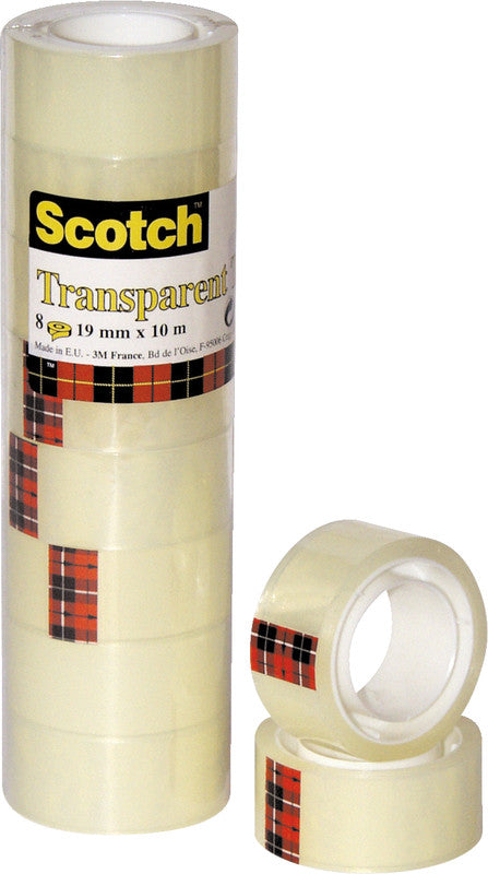 Scotch Klebeband – permanent, klar, PP, 19 mm × 10 m, Kern Ø 25 mm