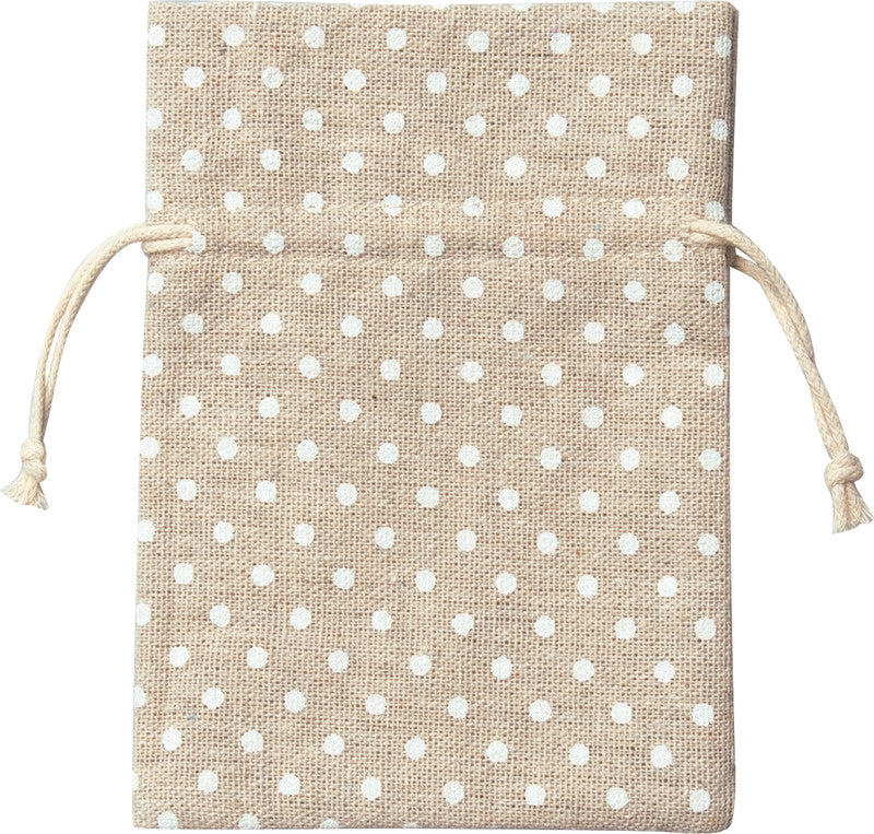 Folia Geschenkbeutel – Punkte und Streifen, Beige – Baumwolle – 6 Stk.