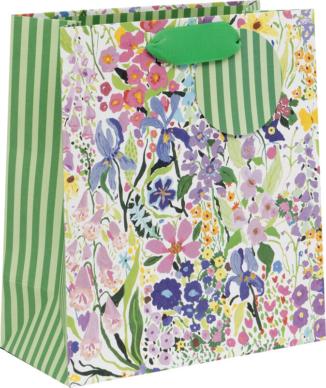 Glick Geschenktasche 'Garden Delight' – 20 × 10 × 22,5 cm, Papier, mit Satinband, Folienprägung, mehrfarbig