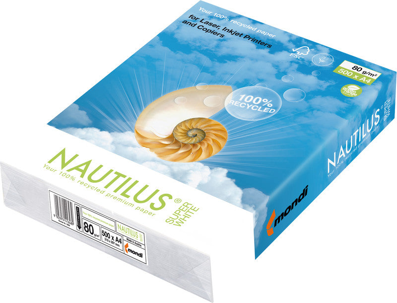 Nautilus Kopierpapier – A4, 80 g/m², hochweiss – für Inkjet/Laser/Kopierer – FSC – 500 Blatt