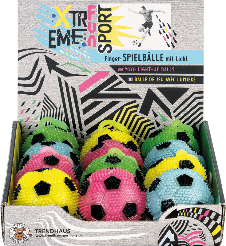 Trendhaus XTREME Fun Stressball Fussballoptik – Ø 63 mm, mit blinkendem LED-Licht