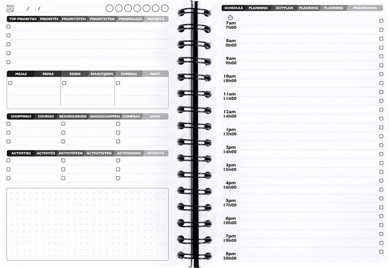 Clairefontaine AgeBag my Daily Tagesplaner – undatiert, Spiralbindung, A5, schwarz
