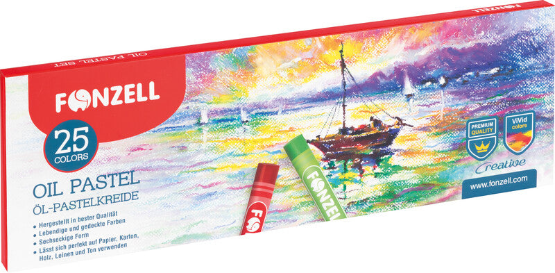 Fonzell Ölpastelle – Set – 25 Farben, für Papier, Karton & Leinwand