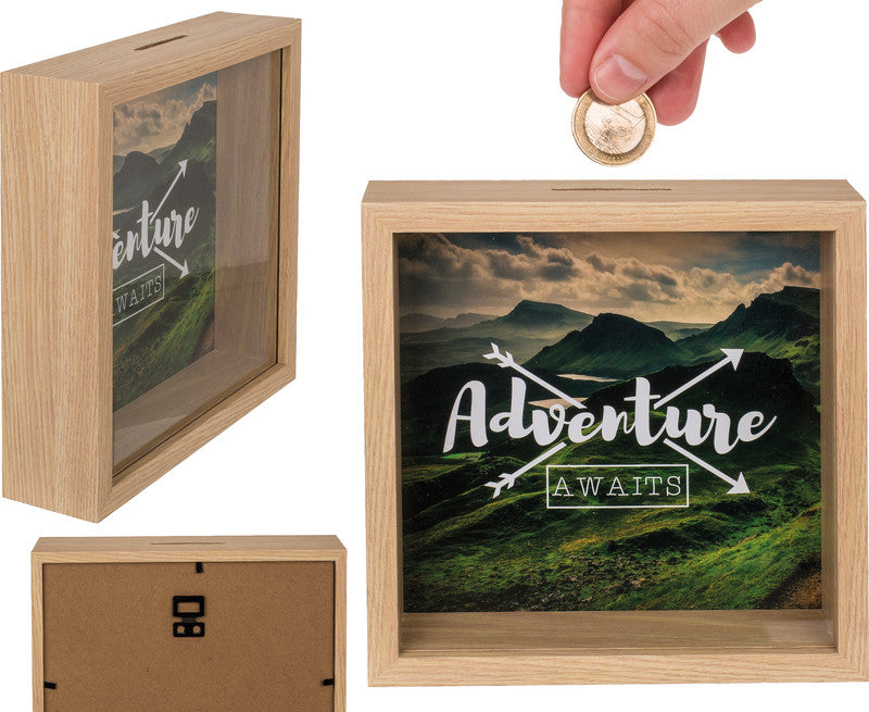 Out oft the blue Out of the Blue Spardose Adventure awaits, MDF, natur, 20 × 20 × 5 cm